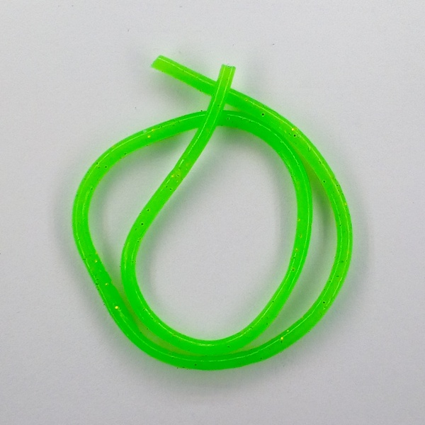 Кембрик силиконовый с блестками зеленый флюо